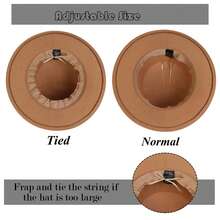 1pc Elegant Wool Felt Hat, Suitable For Summer Beach, Women's Daily And Holiday Outfits, Decorated With Round Rivets And Symmetrical Belt, A Decorative Western Cowboy Hat - Solid Color - View 10