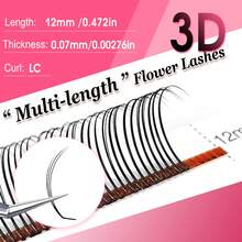 CoMango 12 Pairs LC Curled Thin 3D/5D/6D Fairy Eyelash Extension Set, Wet Lash Cluster Fan-Shaped Pre-Made Lashes, 5D Floral Mink False Eyelashes, Makeup Supplies - LC - 查看 37
