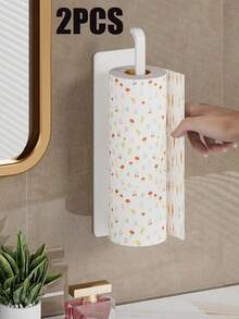 1pc Modern Kitchen Paper Towel Holder - Hanging Under Cabinet Roll Dispenser, Space-Saving Vertical Storage Rack, Self-Adhesive Wall Mount Design, Plastic Structure, Bathroom Accessory, Suitable For Commercial And Residential Use, Essential For Small Apartments, Kitchen Accessories, Kitchen Storage, Tissue Holder - Multicolor - View 9