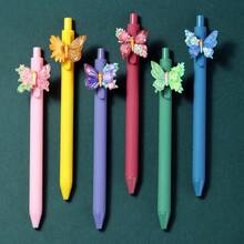 1/3/6/9pcs Set Highly Attractive Multi-Color Butterfly Hand-Held Ballpoint Pens, Anti-Ink Smudge Cute Diary Stationery Set, Back To School Essential Study Supplies - Multicolor - View 1
