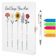 Vebermo Bible Journal Notebook Set for Women Hardcover Inspirational A5 Notebook for Prayer Scripture Writing and Bible Study Church Faith Journaling with Pens and Sticky Notes Christian Gifts - como en la imagen - Ver 2