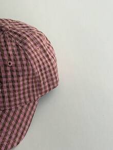 Plaid Letter Embroidered Soft Top Baseball Cap, Unisex Versatile Sun Protection Casual Peaked Cap, Spring/Summer - One Bubble Check - View 7