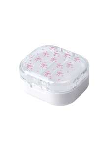 Caja portátil a prueba de humedad con estampado de lazo y corazón con 8 compartimentos sellados independientes, un organizador de medicamentos imprescindible para llevar a cualquier parte - Multicolor - Ver 12