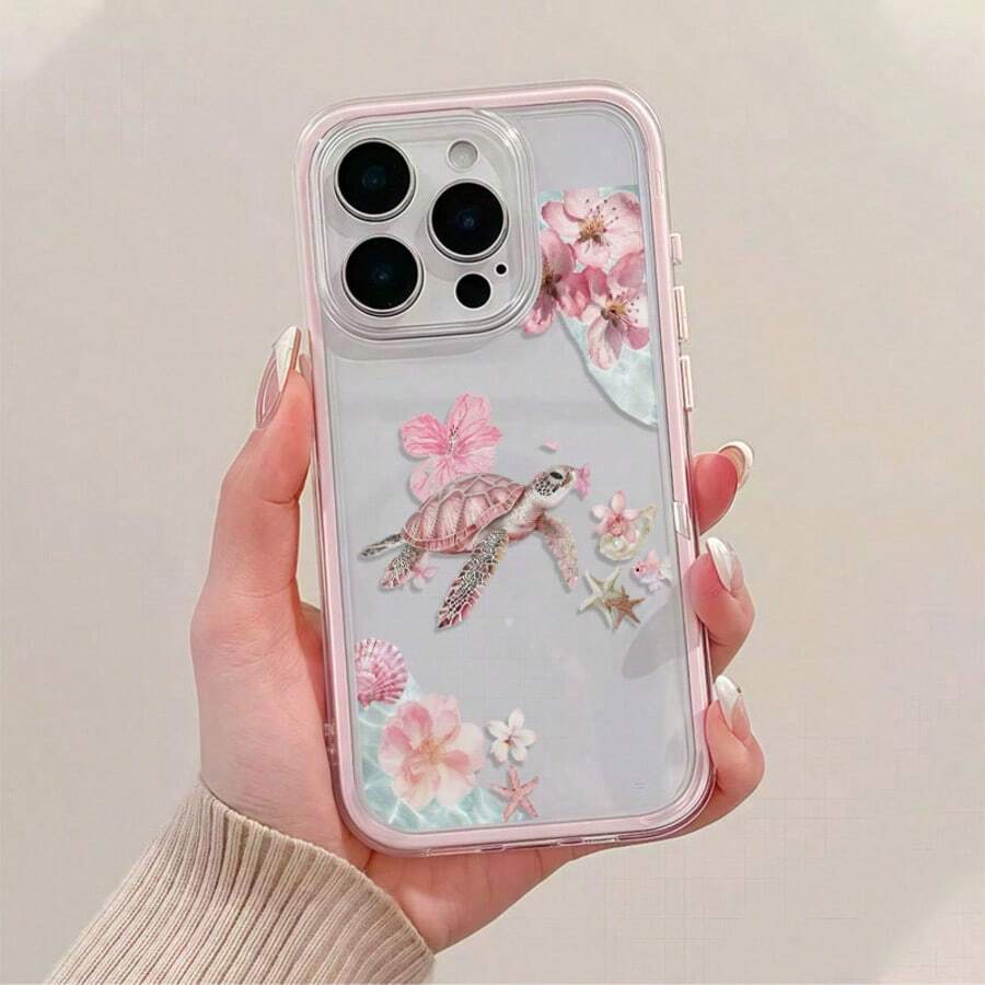 SANRIO 新款海洋主题手机壳，饰有海龟和贝壳图案，适用于 17/17 Air/17 Pro/17 Pro Max、16/16 Plus/16 Pro/16 Pro Max、15/15 Plus/15 Pro/15 Pro Max、14/14 Plus/14 Pro/14 Pro Max、13/13 Pro/13 Pro Max、12/12 Pro/12 Pro Max、11/11 Pro Max。防尘、高性价比、热门防摔春季礼物。 - 粉色 - 查看 1