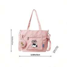 Miniso Peanuts Snoopy "Cool" Fashion Glasses Print Pink Casual Multi-Functional Large Capacity Tote Bag 2 Pieces Set With Detachable Coin Purse, Multi-Way Carry, Ideal For Work, Travel, Shopping And Everyday Use - Pink - View 5