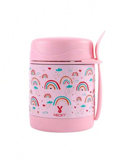 Meoky 300ml/10oz Stainless Steel Vacuum Insulated Food Jar, Suitable For Holding Hot & Cold Food, Can Be Used As Thermal Lunch Box, Wide Mouth Stainless Steel Lunch Container With Spoon, Keeps Food Warm For 10 Hours, Keeps Food Cold For 16 Hours, Leak-Proof Design, Ideal For School, Office, Travel, Kitchen, Also Great As Christmas Gift