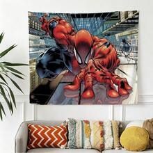 1pc Spider-Man Happy Birthday Backdrop Marvel Superhero Boy Party Decoration Cartoon Photography Background Indoor Holiday Gathering Scene Layout Cake Table Wall Tapestry Anime Fan Birthday Party Props Wall Hanging Decor - Nhiều màu - Xem 4