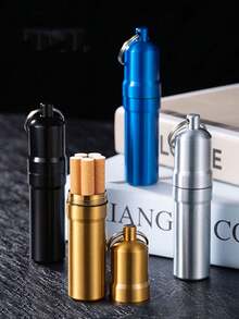 1pc Portable Personalized Sealed Metal 5-Slot Cigarette Case - Multicolor - View 1