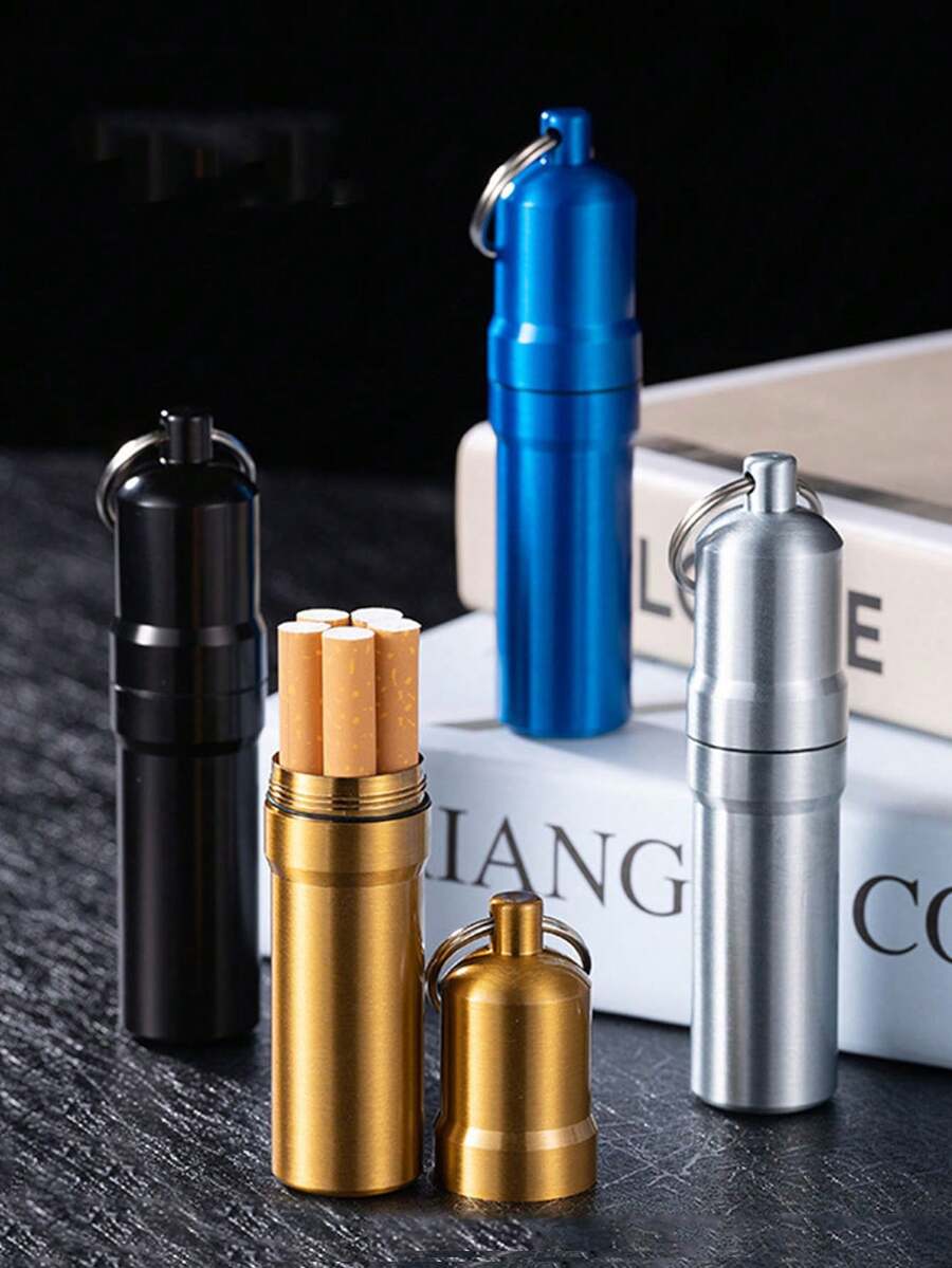 1pc Portable Personalized Sealed Metal 5-Slot Cigarette Case - Multicolor - View 1