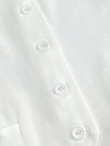 Chaqueta sin mangas minimalista y sencilla para mujer para usar a diario en otoño - Blanco - Ver 4