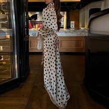 New Spring Collection Women's Dress, Retro Polka Dot Style, V-Neck, Puff Sleeves And Defined Waist - 白色 - 查看 5