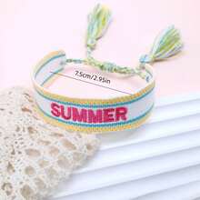 1pc SUMMER Bohemian Vacation Style Handmade Woven Bracelet Festival Gift Party Beach Travel Wear Boho Wristband - Multicolor - View 6