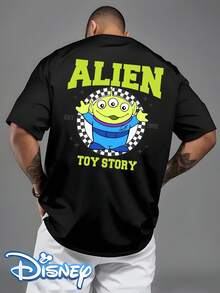 Disney Licensed, Toy Story Three-Eyed Alien 1999 American Retro Pattern Print, Men'S Short-Sleeve T-Shirt, Round Neck Design, Machine Washable, Comfortable Casual Wear, Men'S T-Shirt - màu đen - Xem 3