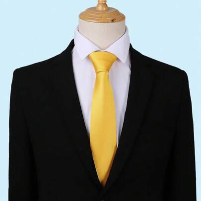 1pc Men's Yellow Fashionable Dense Business Banquet Tie, Accessories, Festival, Gifts, Graduation Gift,