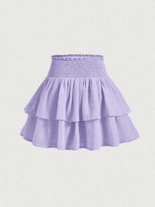 Nueva llegada Falda mini de cintura alta adelgazante tipo pastel, dulce y picante para mujeres en primavera - Púrpura malva - Ver 1
