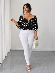 Vestido tipo camisa sin mangas a rayas azul de talla grande, cintura entallada, versátil y elegante - Negro - Ver 4