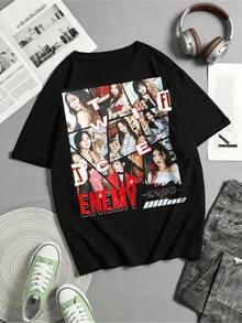TWICE ENEMY T-Shirt - Vintage Graphic Twice Enemy Twice T-Shirt - Retro Merchandise From The Twice Enemy Album - Official Twice Enemy Concert T-Shirt - 黑色 - 查看 1