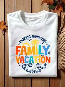 ropa de mujer Camiseta Vacaciones Familiares 2026, Camiseta Recuerdos a Juego, Camiseta Viaje Familiar, Regalo para Mamá, Camisetas para Viaje Familiar a la Playa, Camisetas Vacaciones en la Playa. CB-399  camisas de mujer - Blanco - Ver 1