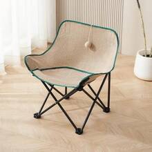 1pc Small Size Jute Folding Chair, Outdoor Portable Reclining Chair, Camping Chair, Backrest Wooden Bench, Fishing Stool, Foldable Stool, Cat Scratching Chair, Resting Chair (Load Capacity 120lbs) - Apricot - View 9