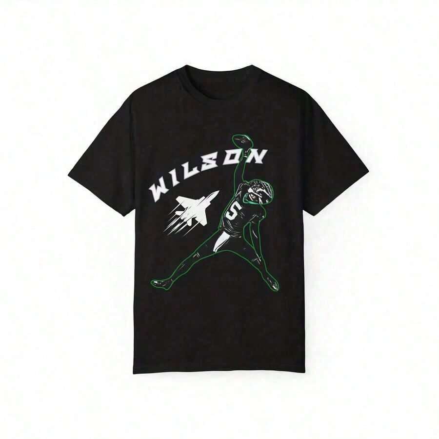 Garrett Wiln One Dead Catch, New York Football, Catch, Wiln 5, Varsity T-Shirt 220G Men's Primary Clothing, 220g Of Unparalleled Comfort. Designed For All People, Regardless Of Gender. Durable, High-Quality Material, Functional For Any Design, Soft To The Touch But Built To Last. Breathable Blouses For Women, Fall Outfits, Travel Wear, Women's New Year's Outfits. - 黑色 - 查看 1