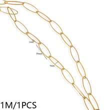 1m 304 Stainless Steel 18K Gold Plated Mixed Paperclip Chain, Oval And Rectangular Links Suitable For DIY Jewelry Making - Chain - View 7