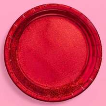 xo Fetti - Platos holográficos de lámina roja Paquete de 25 unidades Decoraciones de fiesta de feliz cumpleaños fiesta de día festivo platos frescos para pasteles Navidad día de San Valentín - rojo - Ver 9