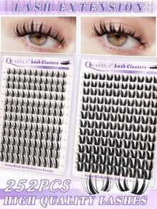 Bộ 252 sợi mi giả C-Curl QUAFFLY làm từ lông thỏ và mi giả kiểu hoạt hình, độ dày 10-18mm, mỏng tự nhiên, phù hợp cho sử dụng hàng ngày và người mới bắt đầu. - Xem 9