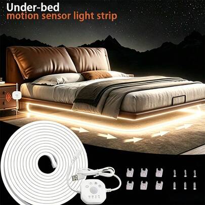 Dải đèn LED cảm biến chuyển động với chức năng tự động bật/tắt, dải đèn LED linh hoạt có thể điều chỉnh như đèn neon, đèn LED dây cấp nguồn USB, ánh sáng trắng ấm, thích hợp cho phòng ngủ, tủ quần áo, ký túc xá, đèn LED chất lượng cao, trang trí nội thất.