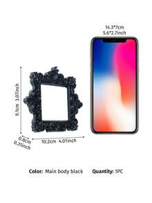 1件萬聖節裝飾樹脂歐式3D浮雕黑色橢圓相框，手工飾品，浮雕桌面裝飾，宮廷風飾品，臥室裝飾，迷你屋裝飾道具，適用於攝影道具，萬聖節節慶氛圍裝飾道具，禮品相框飾品 - 黑色 - 查看 5