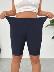 Pantalones Cortos de Compresión de Talla Grande  Negros de Secado Rápido y Refrigeración - Neblina azul - Ver 3