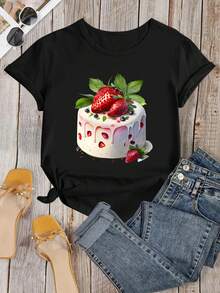 Camiseta Estampada de , Estilo Y2k, Camiseta para Amantes de Postres, Camiseta de Repostería, Regalo para Amantes de - Negro - Ver 2