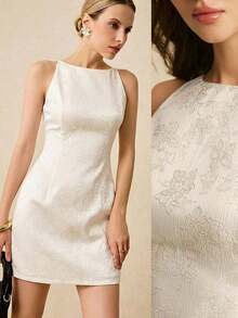 mini elegante sin mangas de unicolor, estilo de oficina - Blanco 2 - Ver 9