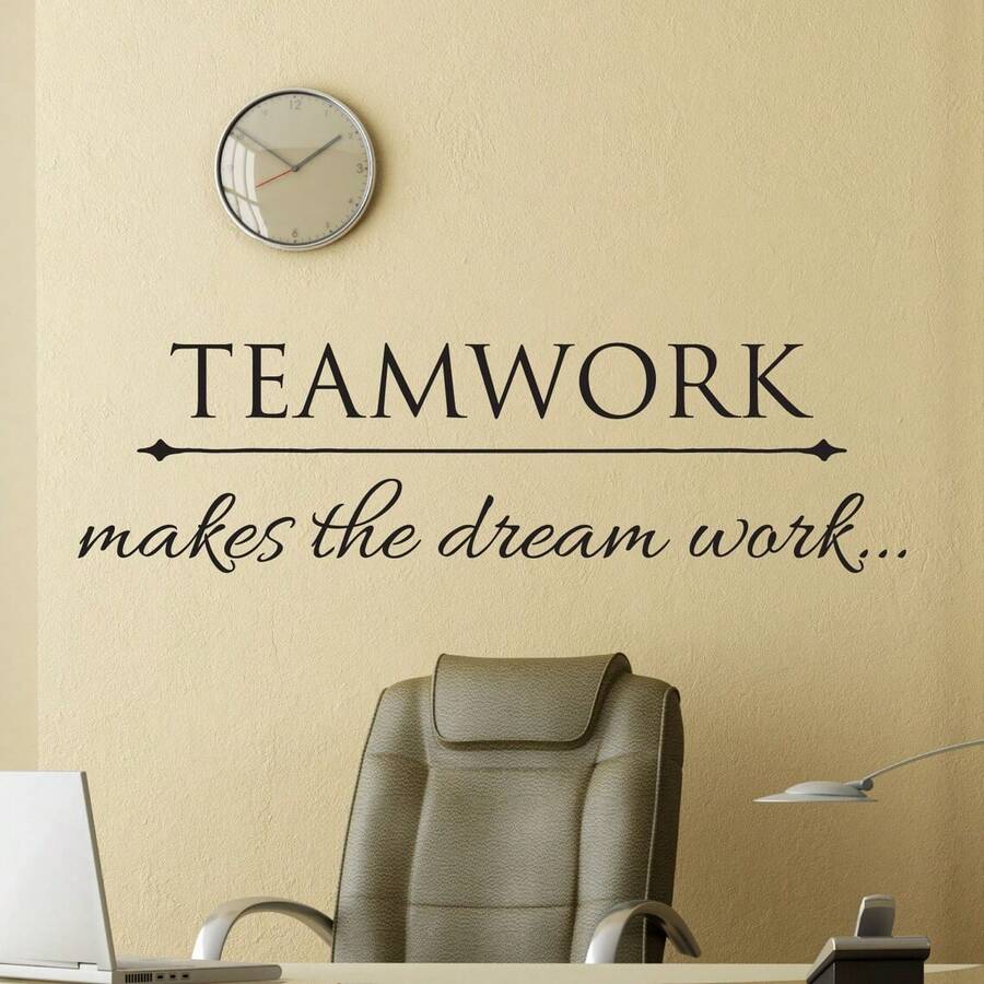 Motivational Teamwork Makes The Dream Work Wall Decal, Vinyl Lettering Sticker For Office & Meeting Room, Modern Inspirational Quote Mural, Professional Workspace Interior Decor (Sticker Only) - Tea Bar Decal - View 1