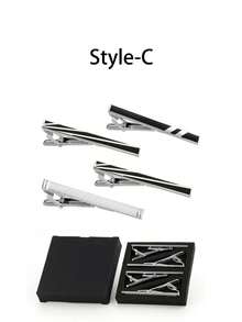 5 Pcs Classic Silver Tie Clip With Box Set, Regular Necktie Bowtie Business Tie Bar, Fashion Jewelry Accessories For Men Boys,Suitable For Formal Business Wedding Christmas Father's Day Gift - Silver - View 11