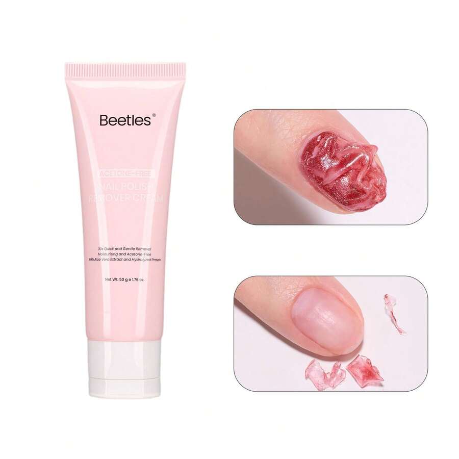 Beetles 50g Nail Polish Remover Cream, Non-Acetone Gentle Formula, Hydrates Moisturizes Nails & Cuticles, Quick Dry, Travel Friendly - Krim Penghapus Kuteks 50g - View 1