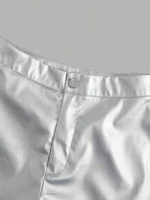 LUNE Shorts ajustados de piel sintética, casuales para el verano - Plateado - Ver 5