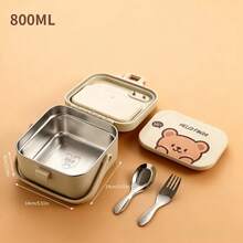 304 Stainless Steel Lunch Box, Bento Box Adult, Cute Microwavable Lunch Containers, Leakproof Snack Containers With Lids, Travel Food Containers, Portable Lunch Bowls With Handle, Bento Snack Box With Utensils For School Student - Multicolor - View 23