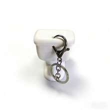 1pc Funny Toilet Poop Button Keychain, Prank Stress Relief Pendant - White - View 11