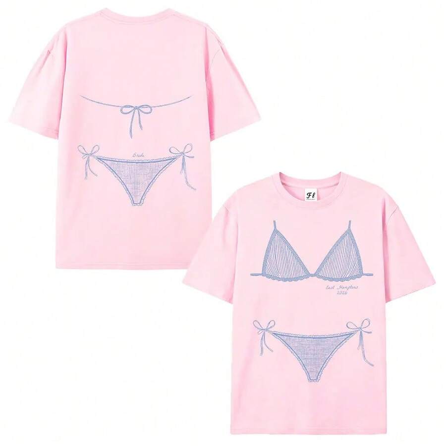 Camisetas de despedida de soltera con temática costera, Último brindis en la , Bikinis y Martinis de despedida de soltera, Último chapoteo, Conchas marinas y campanas de boda. - Rosa - Ver 1