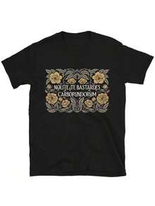 Women's Oversized Style T-Shirt, Nolite Te Bastardes Carborundorum, Don't Let The Bastards Crush You, Subtly Feminine T-Shirt, Women's Rights Subtly Expressed, Subtle Activist T-Shirt, Loose Fit Women's T-Shirt, Perfect For Parties Or Gifts, Soft And Comfortable, Crew Neck, 100% Cotton, Soft Fabric, Short Sleeve - 黑色 - 查看 3