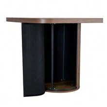 Modern Oval Dining Table With Fluted Pedestal Base, High-Quality MDF Surface With Wood Look, In Wabi-Sabi And Mid-Century Style For Home Kitchen. - Brown - View 6