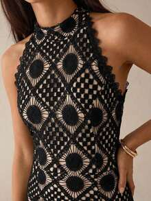 Vestido elegante sin mangas con cintura ceñida para mujer - Multicolor - Ver 3