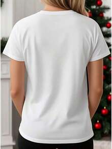 Camiseta con Estampado de Corazón y Flores para Mujer - Blanca, Manga Corta, Casual, con Diseño Floral Azul y Amarillo, 100% Algodón - Blanco - Ver 3