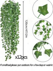 1/12/24pcs Silk Artificial Ivy Vine Leaves Garland Hanging Plant Wedding Floral Wreath Faux Flowers Potted Greenery Home Kitchen Garden Office Wall Decor Gift Birthday Graduation/Autumn Decoration Artificial Flowers/Tabletop Decor/Wedding Decoration - Pothos - View 17