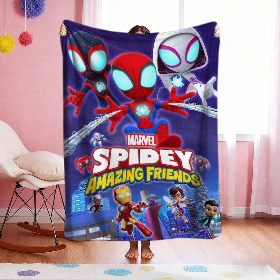 1pc Superhero Movie Print Blanket,Retro Cartoon Style Throw Blanket,Cartoon Character Printed Blanket,All-Season Universal Nap Blanket,Character Home Decor Blanket,Modern Fashion Gift Suitable For Home Bedroom Bed Sofa Office Lunch Break Cover Picnic Blanket - Nhiều màu - Xem 1