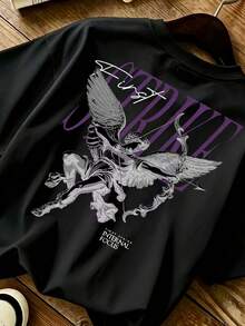 Women's T-Shirts: Vintage Y2K Hip-Hop Style T-Shirt With "STRIKE" Print On The Back - Crop Top, Crew Neck, Urban Style T-Shirt In White/Purple/Black. | Suitable For Spring And Summer Casual Wear, Machine Washable, Urban Fashion, Casual Blouses For Women. - 黑色 - 查看 2