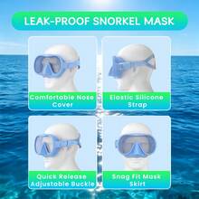Adult Snorkeling Set, Includes 180° Tempered Glass Anti-Fog Mask, Wet Snorkel, Unisex - Multicolor - View 10