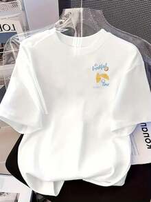 Camiseta Gráfica para Damas para el Desayuno - Diseño Adorable de Croissant y Café con Texto de 7 AM-10 AM, Camiseta Blanca de Manga Corta y Cuello Redondo Cómoda, Top Casual Fácil de Lavar para Entusiastas del Café y Ropa Matutina - Blanco - Ver 2