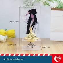 1pc 2026 Graduate Minimalist Aroma Diffuser Decor (Includes Incense Holder), Transparent Acrylic Home Desktop Decoration, With Arabic Calligraphy Blessing, Unisex Graduation Commemorative Gift, Suitable For Office Desk, Dining Table, Graduation Ceremony, Graduation Party Decoration, Holiday Gift - A - View 9
