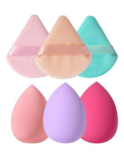 6pcs Makeup Sponge Set, Suitable For Cream And Powder Concealer, Soft Triangle Puff, For Facial Makeup
